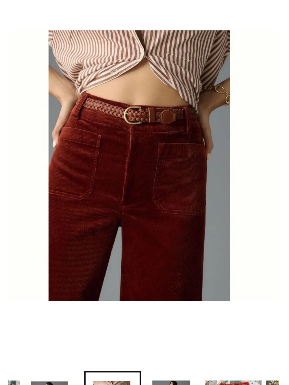 Anthropologie Maeve women’s Colette Cropped Wide Leg Corduroy Pants - Picture 4 of 9